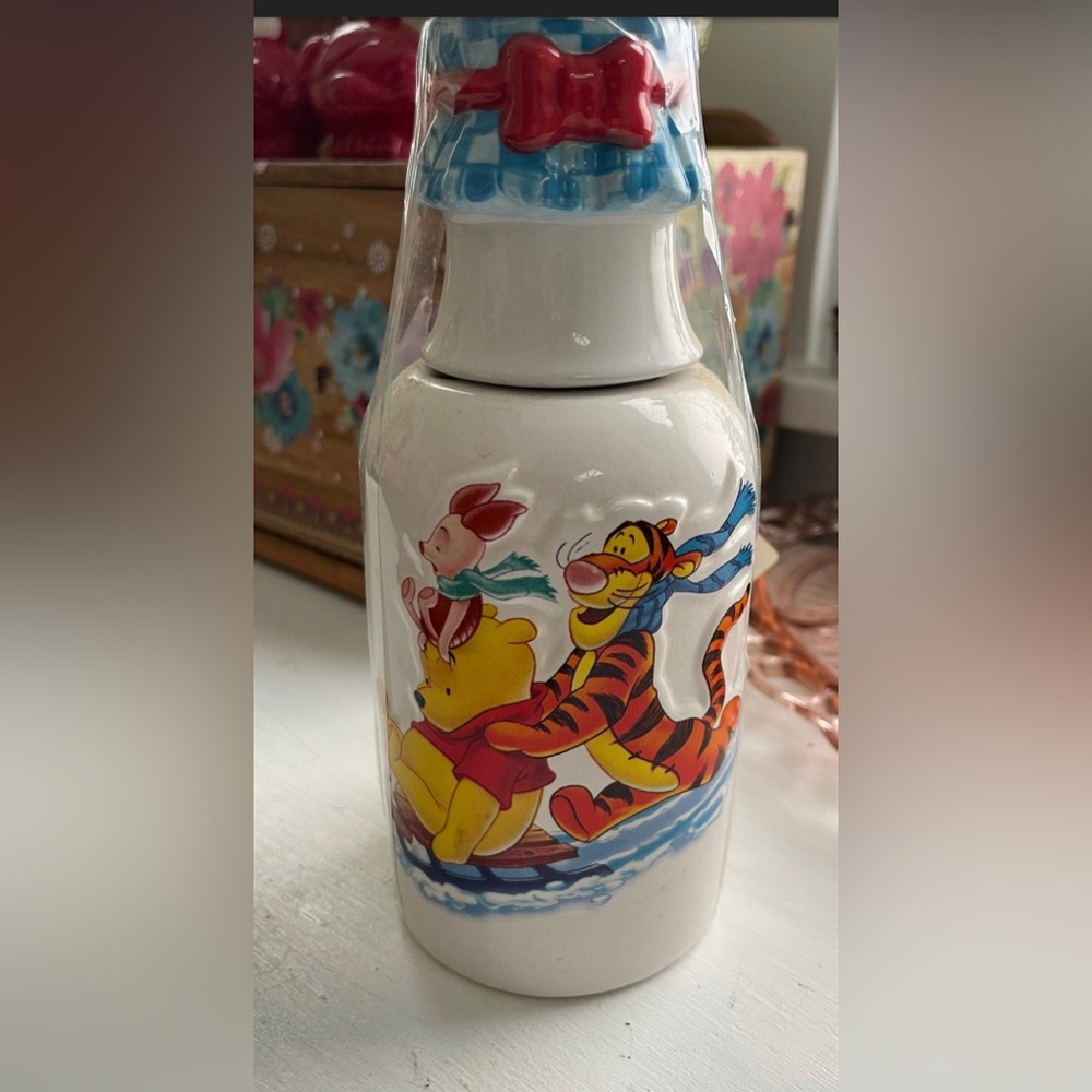 DISNEY Winnie the Pooh & Friends Tiger Piglet Embossed Ceramic Milk Bottle Jug